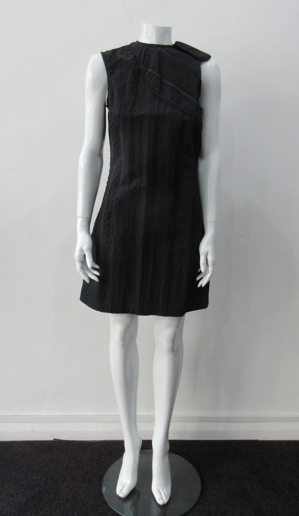 080813B -Black Flap Shoulder Dress