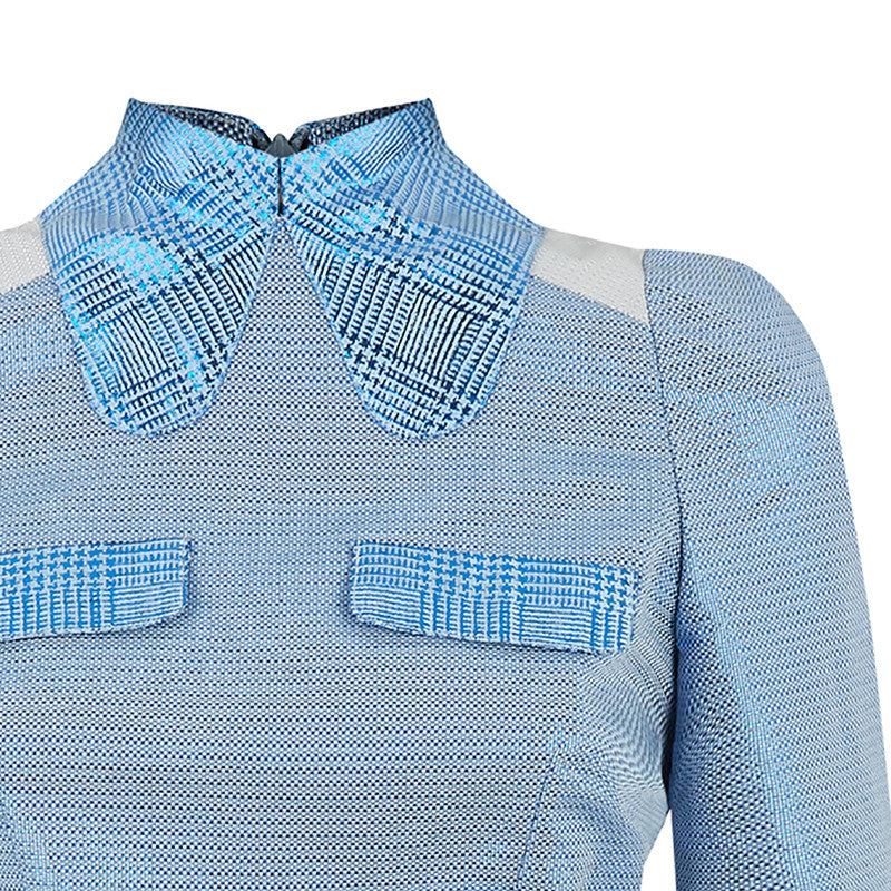 Prize Dress long mid-sleeve blue metallic front view close-up image photo picture