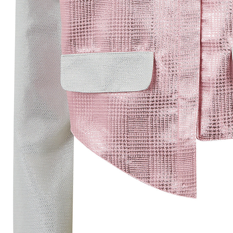 Mini Jacket crop silver pink metallic front view close-up image photo picture