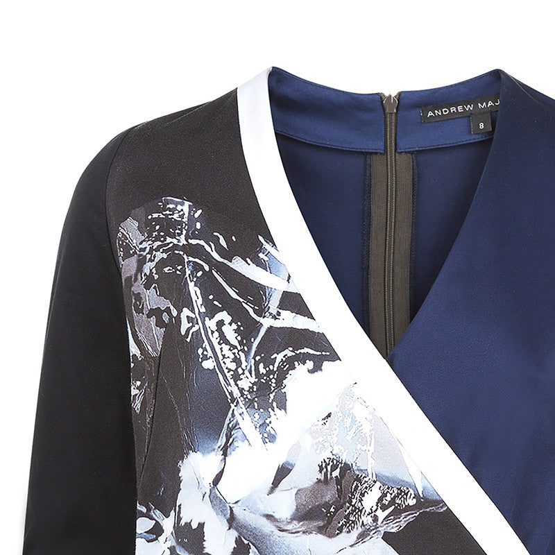 150107B -Black Half Folded Dress