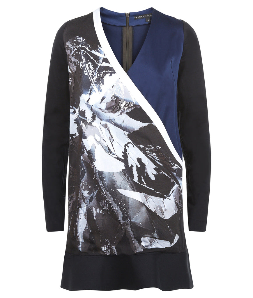150107B -Black Half Folded Dress