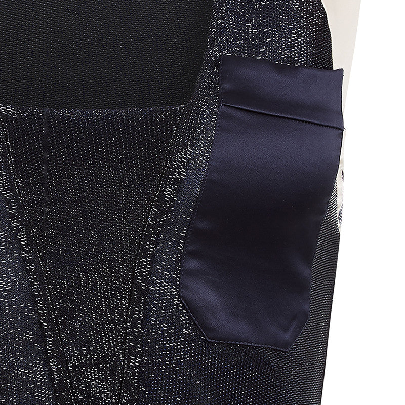 Sleeveless Pocket Top blouse crop blue navy beige stretch front close-up image photo picture