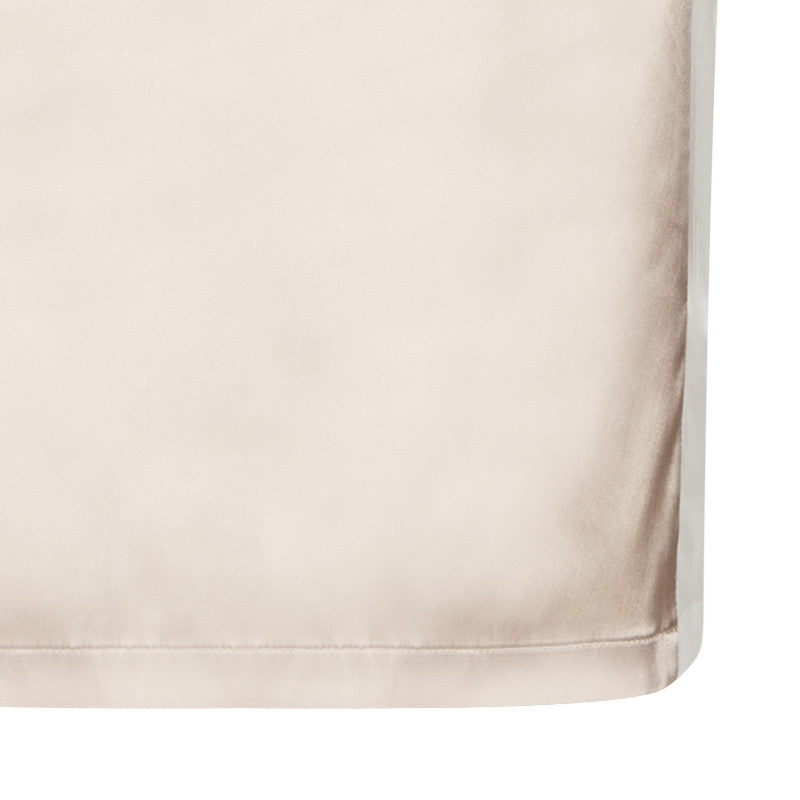 Contrast Tight Skirt stretch satin below knee beige pink front close-up image photo picture