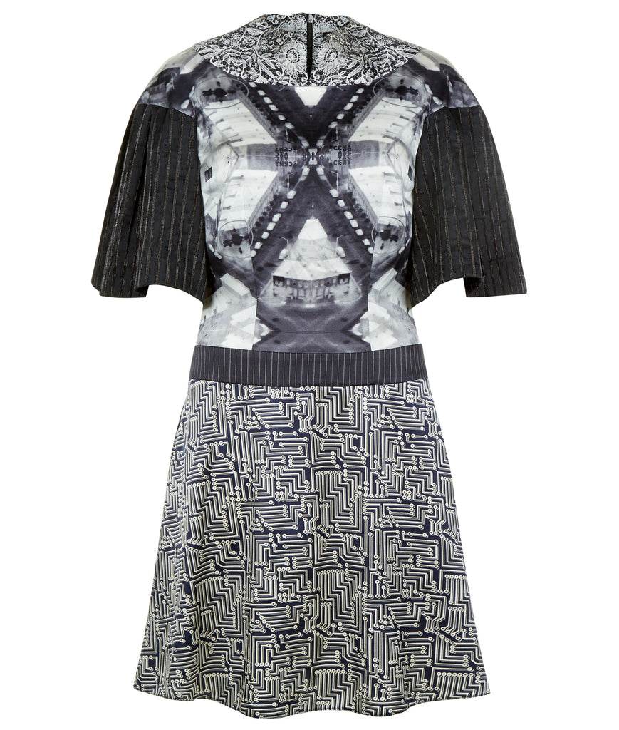 170602B -Printed Collared Swing Dress