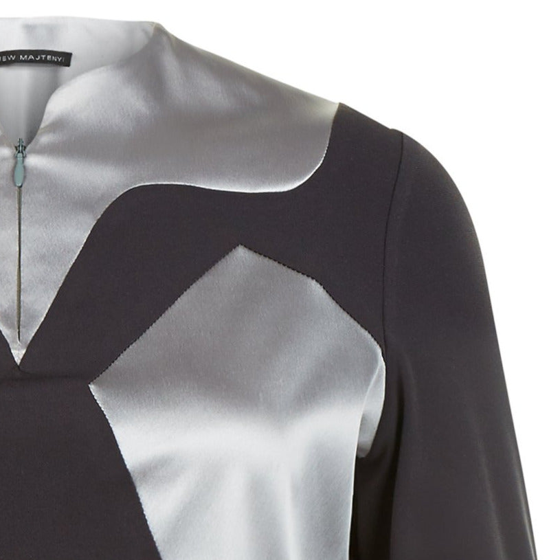 Dark Spy Top sleeves blouse stretch taupe silver sequin front close-up image photo picture