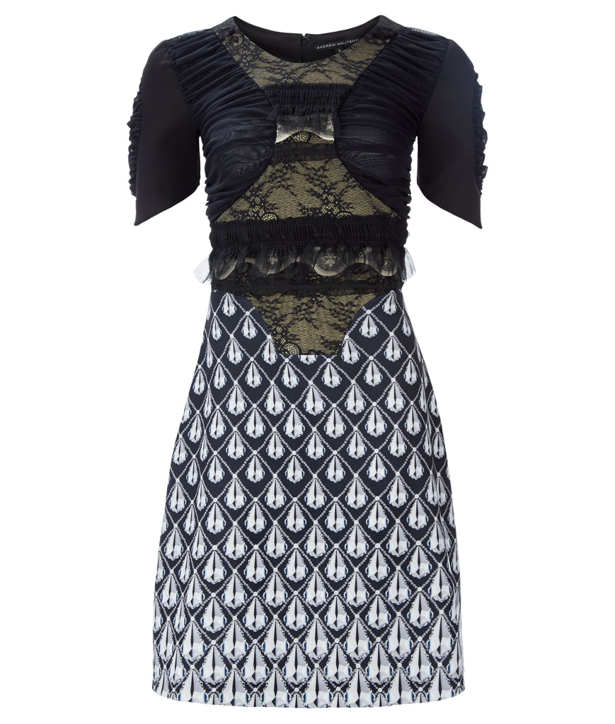 180102C -Printed Ruched Dress