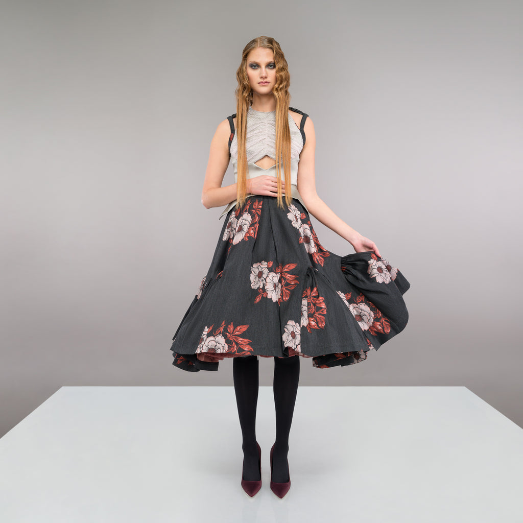 180601D -Flower Hem Panel Dress