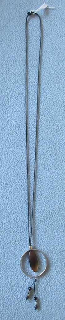 20A04 -Brown Stone Ring Necklace