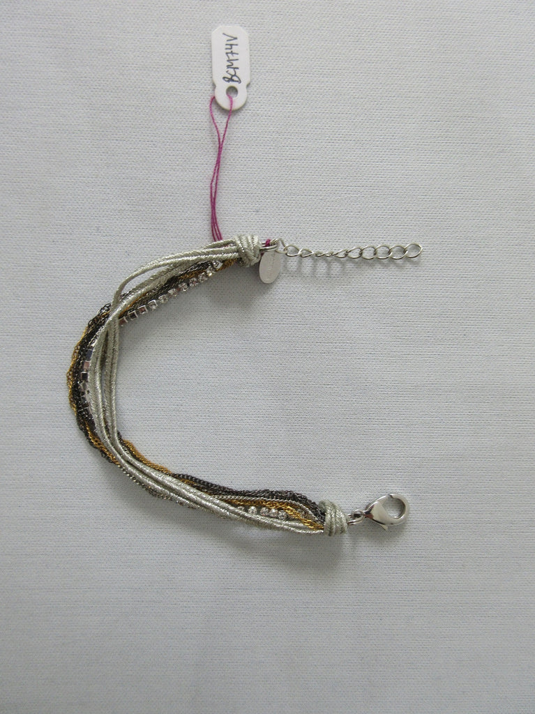 20A33 -Sogoli Gold, Black, Silver Colour Multi-Chain Bracelet