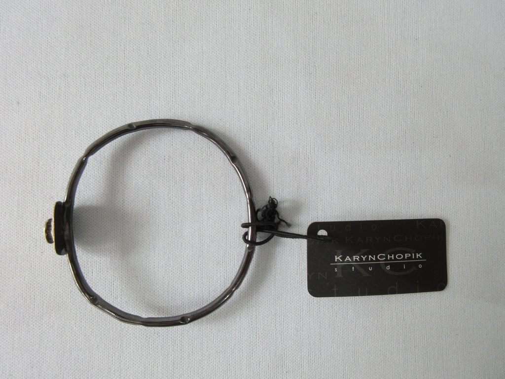 Karyn Chopik Crystal Studded Bracelet Sterling Silver, Antiquated Brass, C2 Crystal, Inside Diameter M -6.3cm, L -6.8cm 20g approximate weight