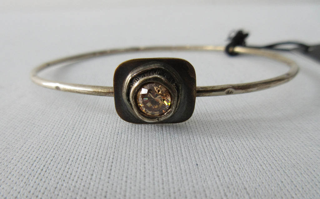 20A38 -Karyn Chopik Silver Band Crystal Studded Bracelet