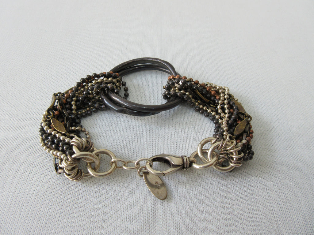 20A48 -Karyn Chopik Double Ring Bracelet with Dual Joining Mini Chains