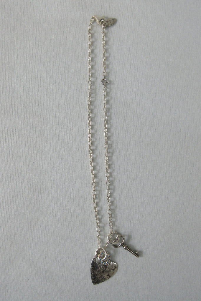 20A53 -Karyn Chopik Silver Heart & Key Necklace