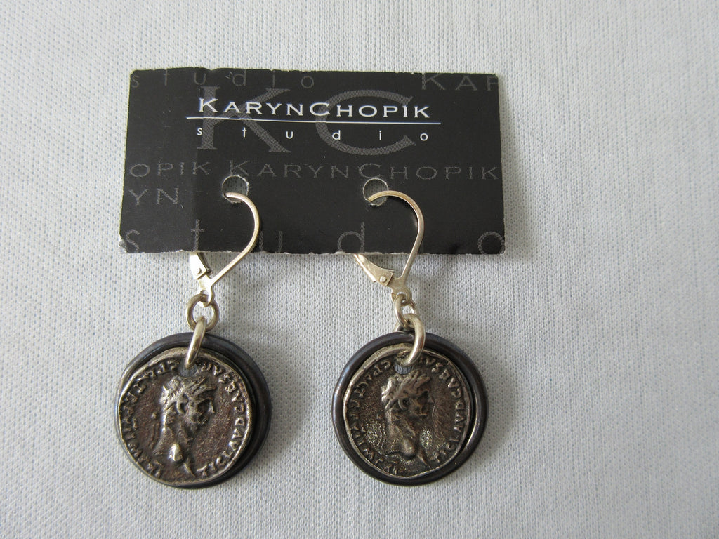 20A67 -Karyn Chopik Roman Coin in Ring Earring