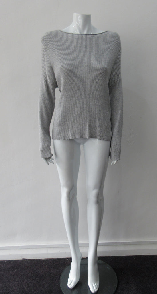 Line Grey Cable Knit Jumper, Soft cable knit jumper with extra wide neck , CB Length 59cm, Sleeve Length from neck 82cm, 400g approximate weight, 65% Cotton, 25% Cupro, 10% Merino Wool, Dry Clean Only, Made in China