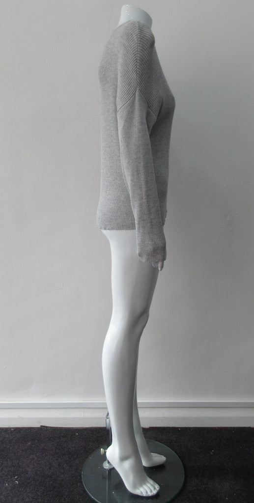 Line Grey Cable Knit Jumper, Soft cable knit jumper with extra wide neck , CB Length 59cm, Sleeve Length from neck 82cm, 400g approximate weight, 65% Cotton, 25% Cupro, 10% Merino Wool, Dry Clean Only, Made in China