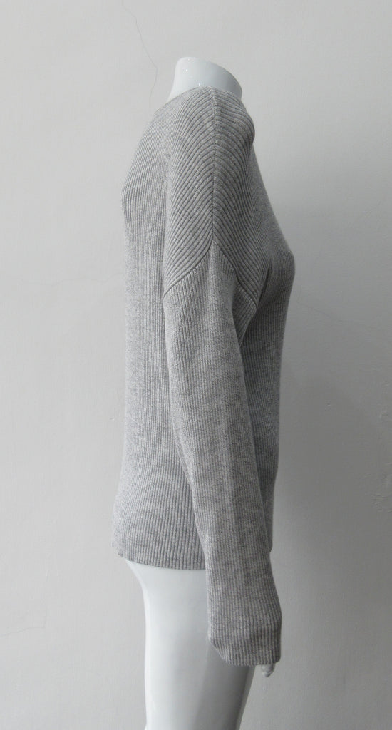 Line Grey Cable Knit Jumper, Soft cable knit jumper with extra wide neck , CB Length 59cm, Sleeve Length from neck 82cm, 400g approximate weight, 65% Cotton, 25% Cupro, 10% Merino Wool, Dry Clean Only, Made in China