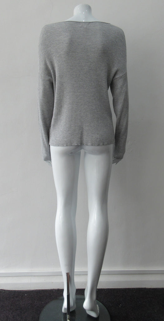 Line Grey Cable Knit Jumper, Soft cable knit jumper with extra wide neck , CB Length 59cm, Sleeve Length from neck 82cm, 400g approximate weight, 65% Cotton, 25% Cupro, 10% Merino Wool, Dry Clean Only, Made in China