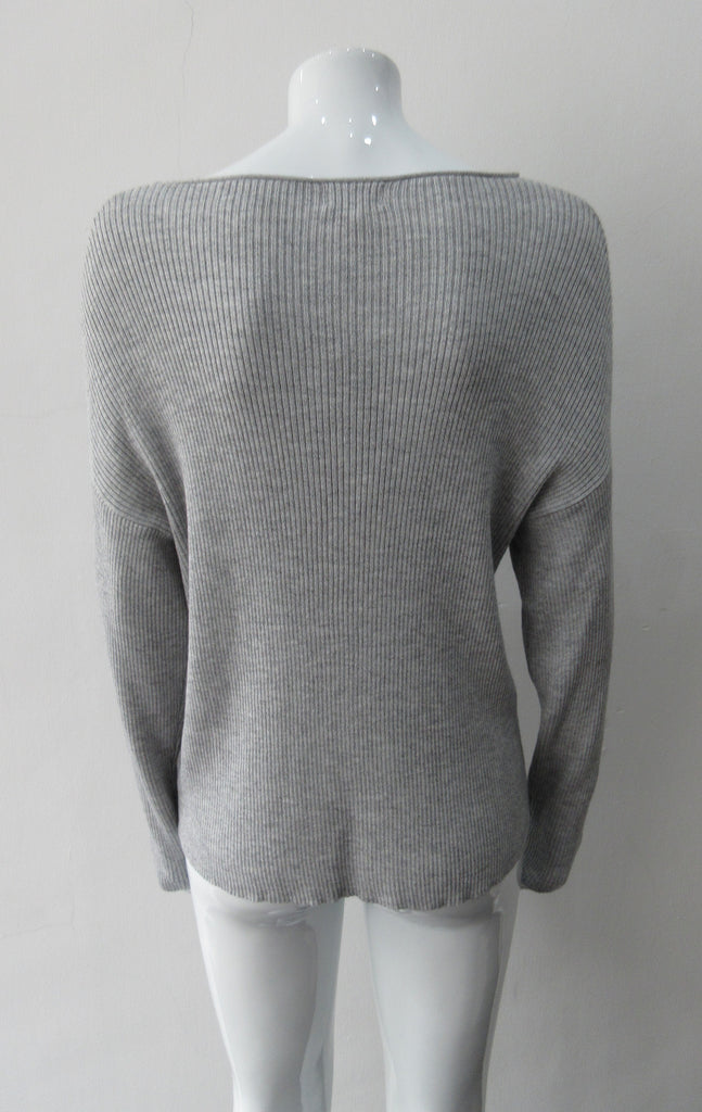 Line Grey Cable Knit Jumper, Soft cable knit jumper with extra wide neck , CB Length 59cm, Sleeve Length from neck 82cm, 400g approximate weight, 65% Cotton, 25% Cupro, 10% Merino Wool, Dry Clean Only, Made in China