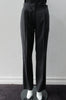Fully tailored wool trouser with front single pleats.  Deep charcoal colour. Paritally lined to mid-leg. Inseam 82cm, Outseam 100cm 100% Wool Lining: 100% Rayon Dry Clean Only