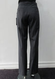 Fully tailored wool trouser with front single pleats.  Deep charcoal colour. Paritally lined to mid-leg. Inseam 82cm, Outseam 100cm 100% Wool. Lining: 100% Rayon Dry Clean Only