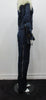Navy blue padded trousers in 80's parachute inspired design. Large metal zippers on side seam plus invisible zippers on knee pocket panel seams. Size 8