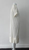 Half Pleat Dress:  Art-Nouveau style with pleats to add fullness into tapered hem. Invisible zipper on shoulder. Falls mid calf  Size 8. CB Length 105cm, 350g approximate weight. 62% Viscose, 20% Wool, 15 %Silk, 3% Cotton Contrast: 46% Modal, 34% Nylon, 10% Angora, 10% Viscose, Dry Clean Only, Made in Croatia