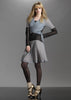 Double Fold Dress. Roman style pleat fold dress in very comfortable soft jersey. Soft grey with Chocolate Brown contrast panels. Long sleeved, side invisible zipper. CB Length 96.5cm, Sleeve Length 73cm. 400g approximtate weight. 100% Modal, Dry Clean Only, Made in England