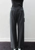 110112 Tailored Touser. Deep Grey Wool Crepe flowing with flared hem, Reverse pocket details on front. Size 8, Inseam 85cm, Outseam 106cm, 100% Wool, Contrast: 100% Cotton, Lining: 100% Rayon, Made in England