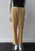 Abstract geometric cut with curved panel designs in deep mustard colour.  CF zipper and partially lined. Size 8, Inseam 70cm, Outseam 97.5cm, 63% Polyester, 37% Linen, Lining: 100% Rayon, Dry Clean Only