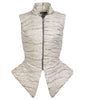 Puffy Zip Vest featuring stretch quilted clear polyeurethane. Flared hem just above hip. Large CF metallic zipper. Label size 8, very tight fitting more like 4-6, very slim fit!