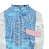 Block Shirt Dress shirtdress sleeveless blue silver pink shiny front close-up image photo picture