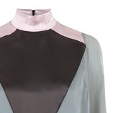 Drawstring Dress long chiffon grey gray black pink front close-up image photo picture
