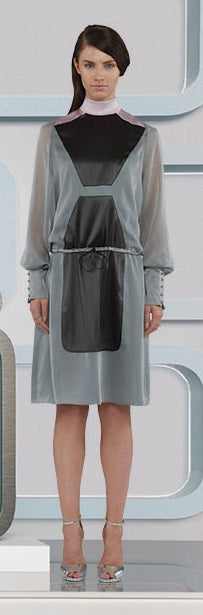 Drawstring Dress long chiffon grey gray black pink model image photo picture