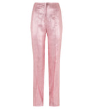 Pink Bell Trouser pants slacks bottoms shiny metallic front image photo picture