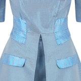 Prize Dress long mid-sleeve blue metallic front view close-up image photo picture