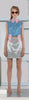 Mini Skirt silver pink plaid metallic model image photo picture