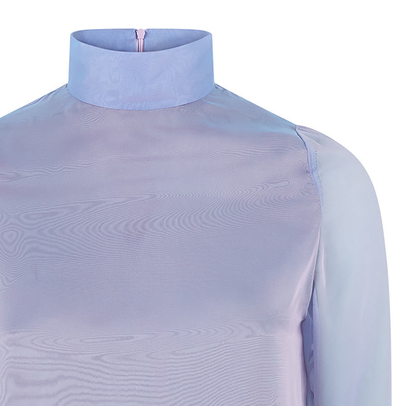 Sided Chiffon Dress long layered asymetrical blue pink grey gray front close-up image photo picture