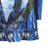 Half Folded Dress sleeves below knee blue green white print front close-up image photo picture