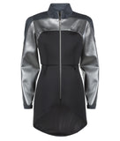 Black Trimmed Jacket coat outerwear black silver heavy front image photo picture