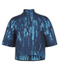 Blue Streak Crop Top blouse blue texture mid sleeve image photo picture