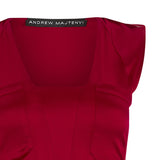 150609B -Red Side Drape Dress