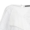 White Officer Crop top blouse solid texture stripe sleeves front close-up image photo picture