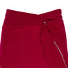 Red Flutter Skirt long asymmetrical stretch satin front close-up image photo picture 