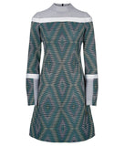 Diamond Weave Dress pattern blue grey gray green white black mesh long sleeve front image photo picture