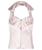 Diagonal Vest haltar sleeveless crop top pink stripe, solid stretch front image photo picture