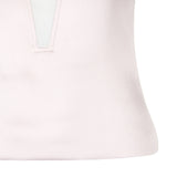 Stretch Tank sleevelss top blouse pink beige shiny satin stretch front close-up image photo picture