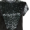 Black Shiny Dive Dress sleeve cap sequin eveningwear front close-up image photo picture
