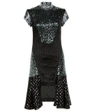 Black Shiny Dive Dress sleeve cap sequin eveningwear front image photo picture
