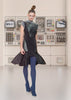 Black Shiny Dive Dress sleeve cap sequin eveningwear model image photo picture